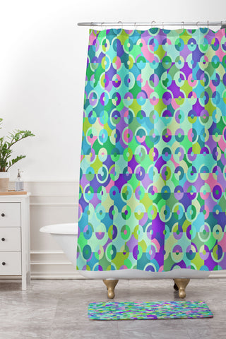 Kaleiope Studio Jewel Tone Modern Circles Shower Curtain And Mat