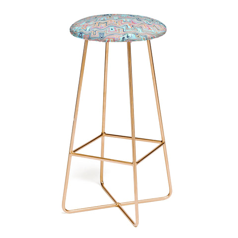 Kaleiope Studio Muted Colorful Boho Squiggles Bar Stool