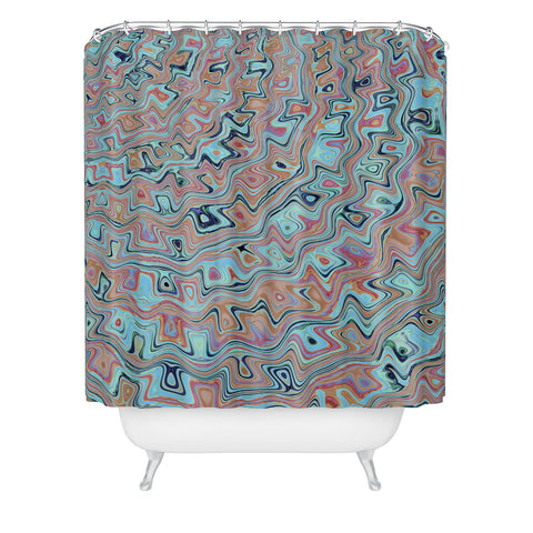 Kaleiope Studio Muted Colorful Boho Squiggles Shower Curtain