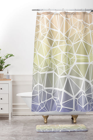 Kaleiope Studio Muted Pastel Low Poly Gradient Shower Curtain And Mat