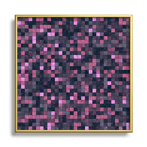 Kaleiope Studio Pink and Gray Squares Metal Square Framed Art Print
