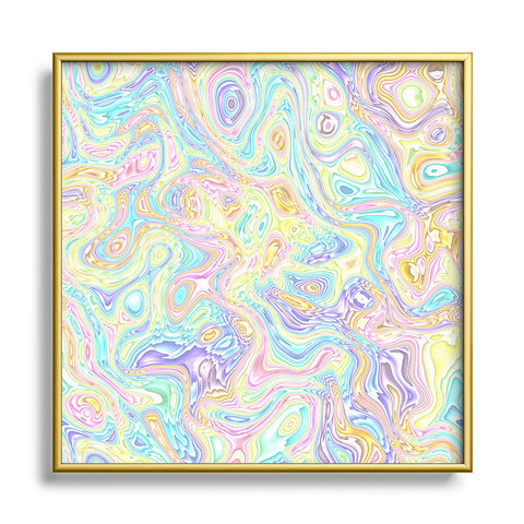 Kaleiope Studio Psychedelic Pastel Swirls Metal Square Framed Art Print