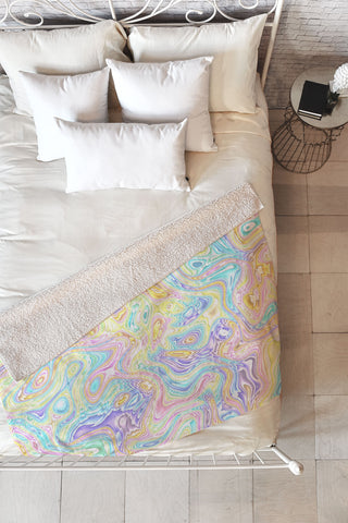 Kaleiope Studio Psychedelic Pastel Swirls Fleece Throw Blanket