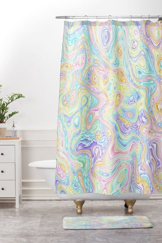 Kaleiope Studio Psychedelic Pastel Swirls Shower Curtain And Mat