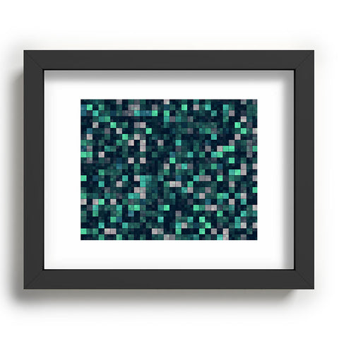 Kaleiope Studio Teal and Gray Squares Recessed Framing Rectangle