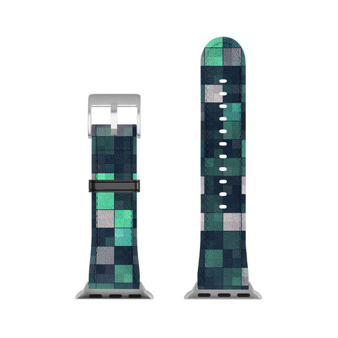 Kaleiope Studio Teal and Gray Squares Apple Watch Band