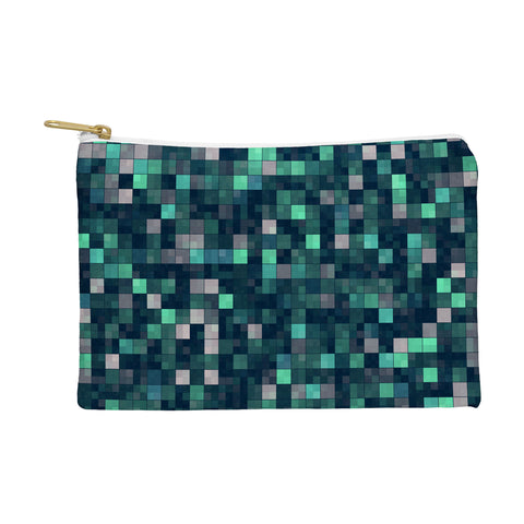 Kaleiope Studio Teal and Gray Squares Pouch
