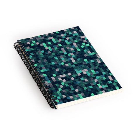 Kaleiope Studio Teal and Gray Squares Spiral Notebook