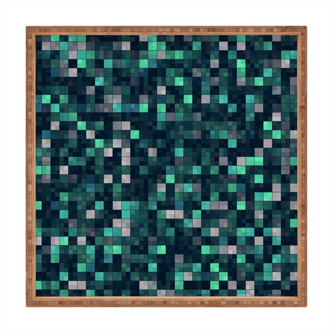 Kaleiope Studio Teal and Gray Squares Square Tray
