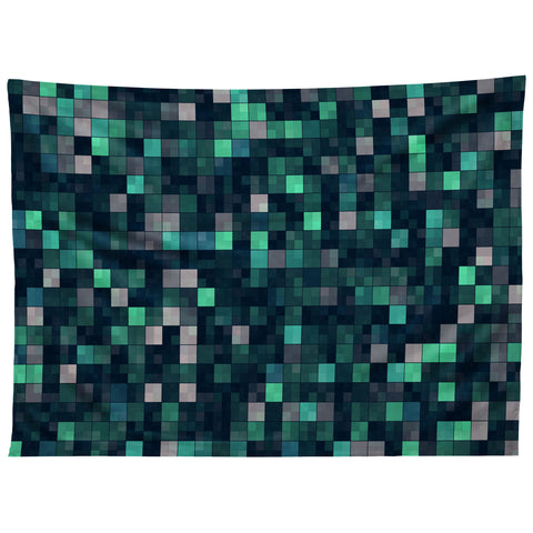 Kaleiope Studio Teal and Gray Squares Tapestry