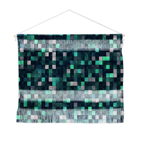 Kaleiope Studio Teal and Gray Squares Wall Hanging Landscape
