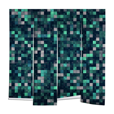 Kaleiope Studio Teal and Gray Squares Wall Mural