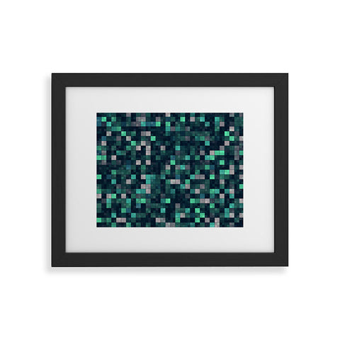Kaleiope Studio Teal and Gray Squares Framed Art Print