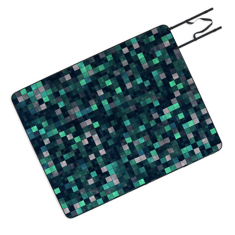 Kaleiope Studio Teal and Gray Squares Picnic Blanket