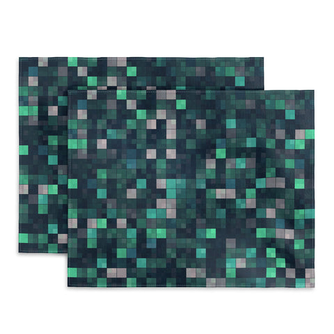 Kaleiope Studio Teal and Gray Squares Placemat