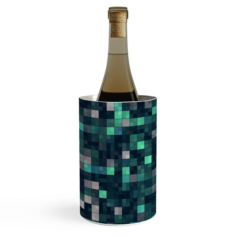 Kaleiope Studio Teal and Gray Squares Wine Chiller