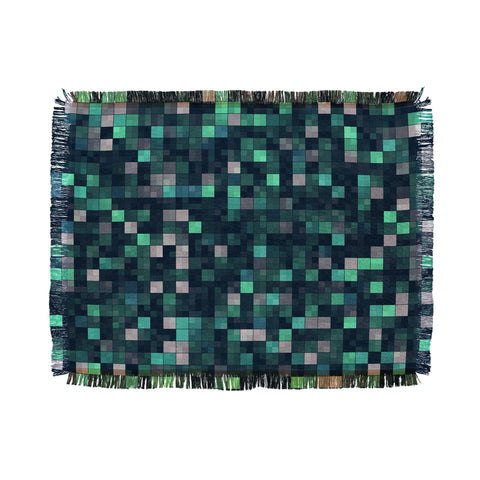Kaleiope Studio Teal and Gray Squares Throw Blanket