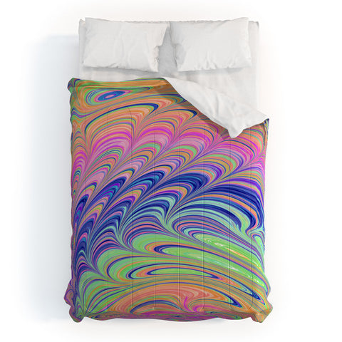 Kaleiope Studio Trippy Swirly Rainbow Comforter