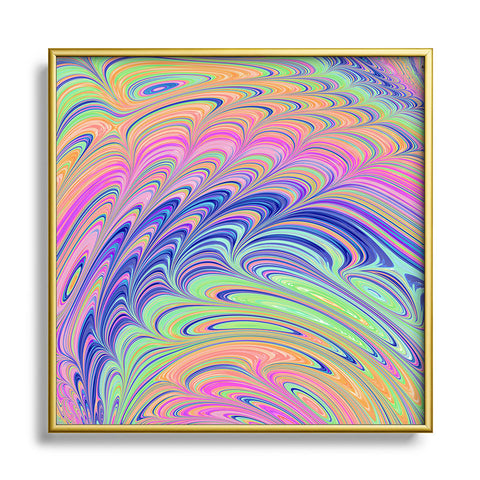 Kaleiope Studio Trippy Swirly Rainbow Metal Square Framed Art Print