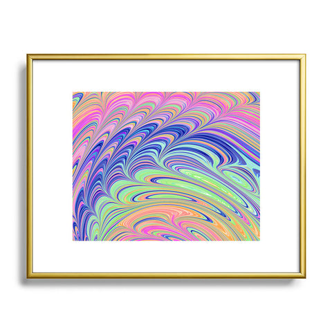 Kaleiope Studio Trippy Swirly Rainbow Metal Framed Art Print