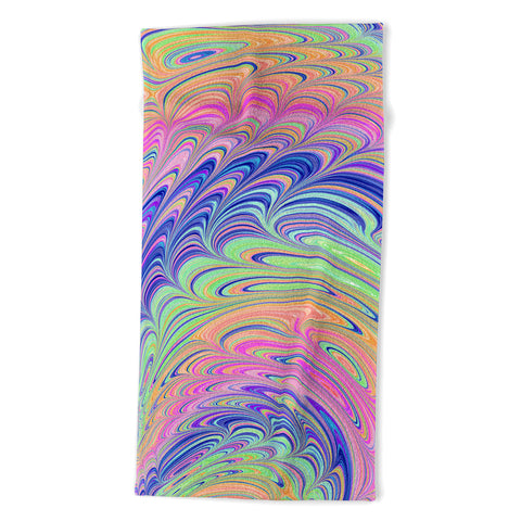Kaleiope Studio Trippy Swirly Rainbow Beach Towel