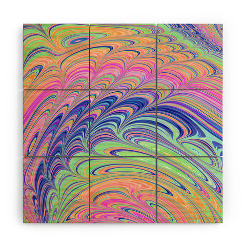 Kaleiope Studio Trippy Swirly Rainbow Wood Wall Mural