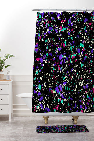 Kaleiope Studio Vibrant Funky Terrazzo Shower Curtain And Mat