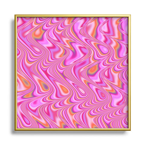 Kaleiope Studio Vibrant Pink Waves Metal Square Framed Art Print