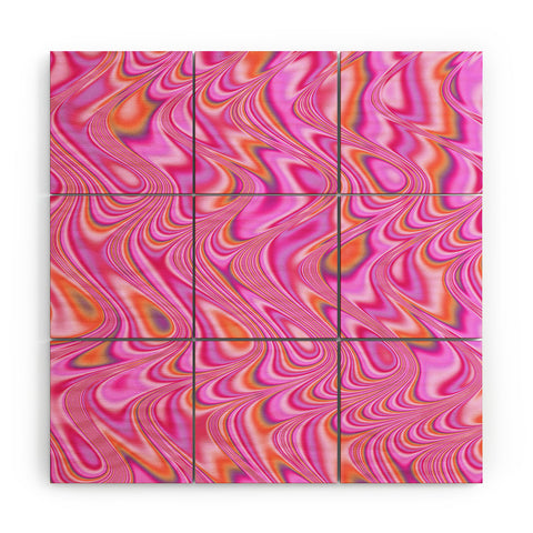 Kaleiope Studio Vibrant Pink Waves Wood Wall Mural