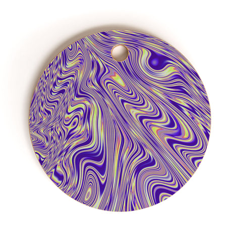 Kaleiope Studio Vivid Purple and Yellow Swirls Cutting Board Round