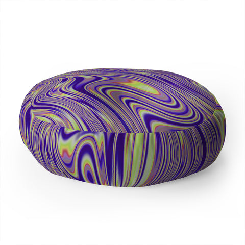 Kaleiope Studio Vivid Purple and Yellow Swirls Floor Pillow Round