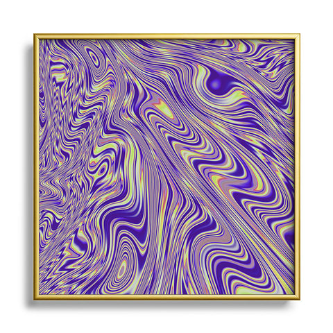 Kaleiope Studio Vivid Purple and Yellow Swirls Metal Square Framed Art Print