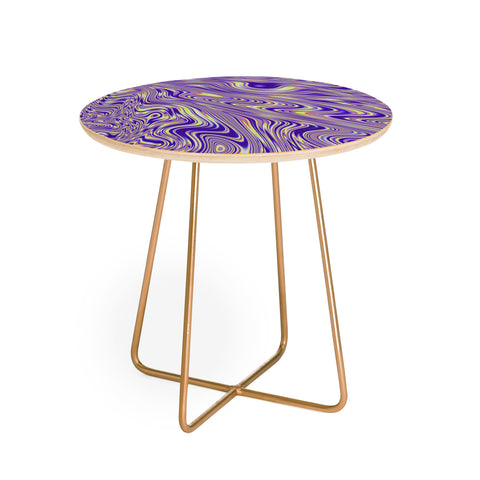 Kaleiope Studio Vivid Purple and Yellow Swirls Round Side Table