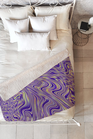 Kaleiope Studio Vivid Purple and Yellow Swirls Fleece Throw Blanket