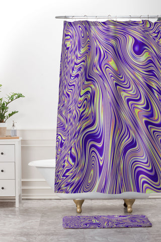 Kaleiope Studio Vivid Purple and Yellow Swirls Shower Curtain And Mat
