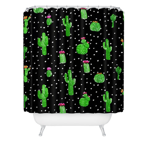 Kangarui Dotted Cactus Shower Curtain