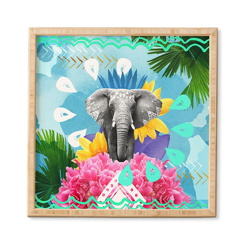 Kangarui Elephant Festival Blue Framed Wall Art