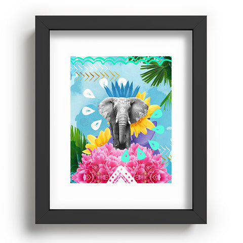 Kangarui Elephant Festival Blue Recessed Framing Rectangle