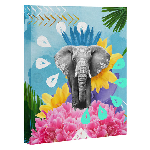 Kangarui Elephant Festival Blue Art Canvas