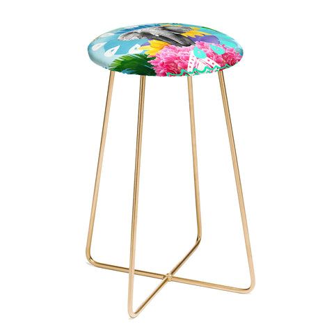 Kangarui Elephant Festival Blue Counter Stool