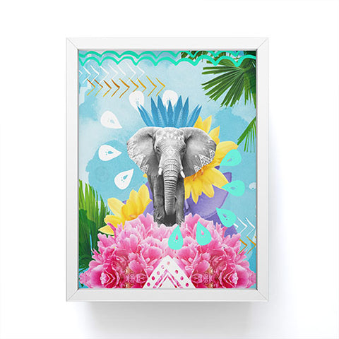Kangarui Elephant Festival Blue Framed Mini Art Print