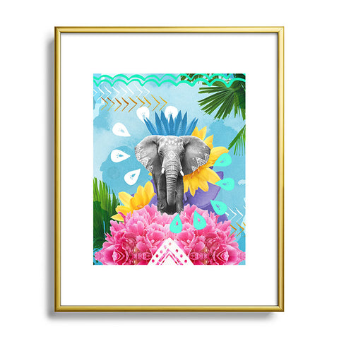 Kangarui Elephant Festival Blue Metal Framed Art Print
