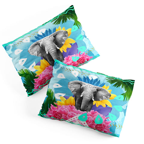 Kangarui Elephant Festival Blue Pillow Shams