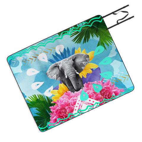 Kangarui Elephant Festival Blue Picnic Blanket