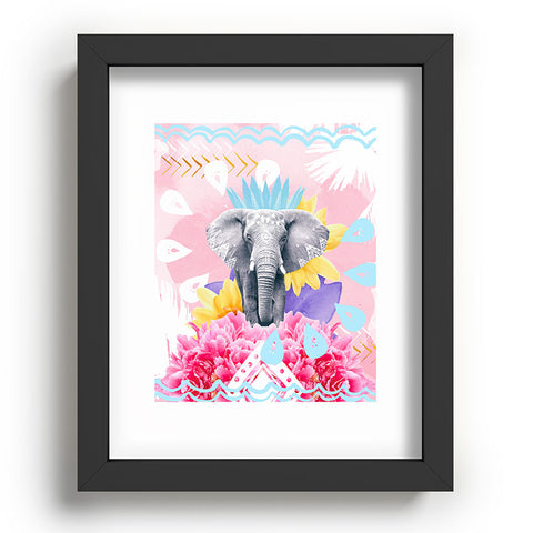 Kangarui Elephant Festival Pink Recessed Framing Rectangle