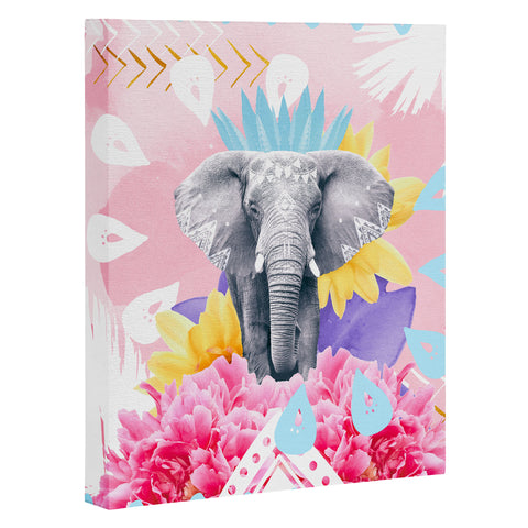 Kangarui Elephant Festival Pink Art Canvas