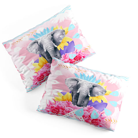 Kangarui Elephant Festival Pink Pillow Shams