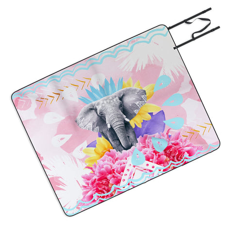 Kangarui Elephant Festival Pink Picnic Blanket