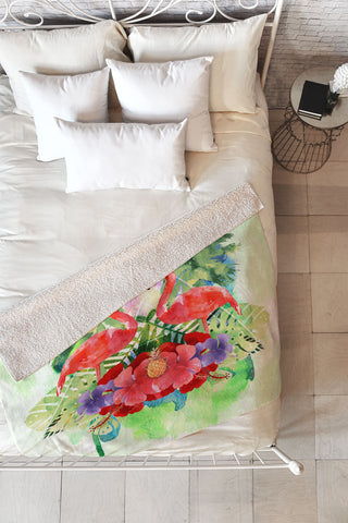 Kangarui Exotic Flamingo Fleece Throw Blanket