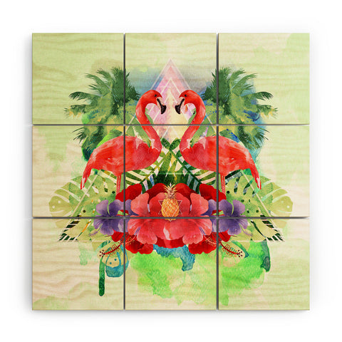 Kangarui Exotic Flamingo Wood Wall Mural